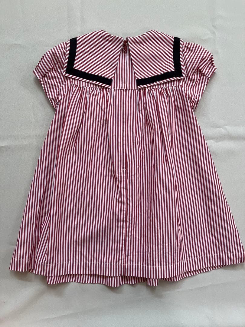 【美品】ファミリア　ストライプ セーラーワンピース 90