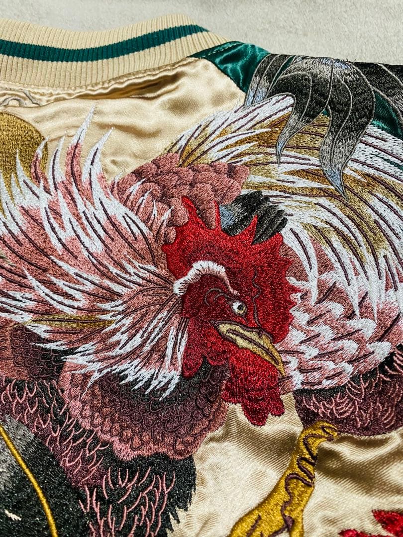 絡繰魂 美品 鶏 日本限定 スカジャン ２面用　レーヨン unisex