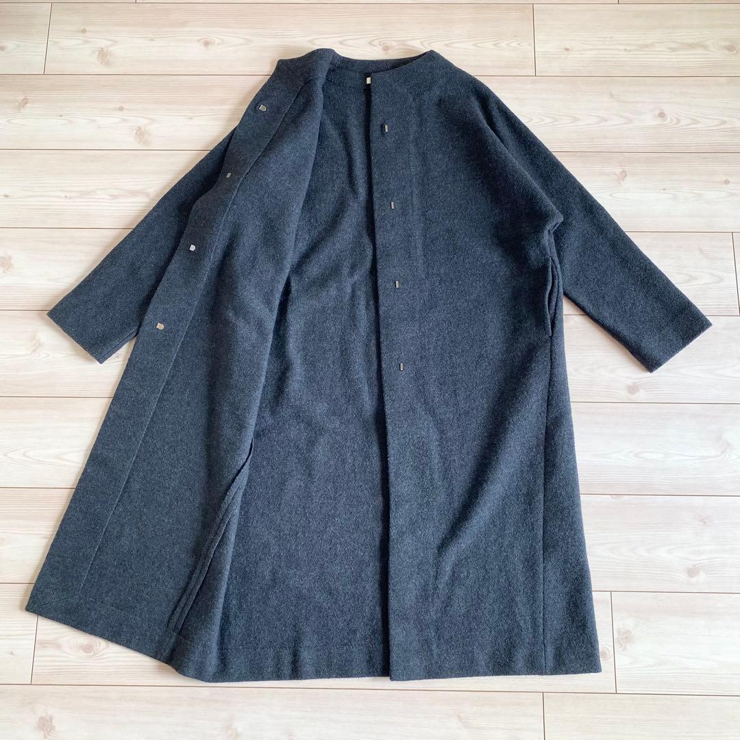 美品 evam eva press wool long coat 1 チャコール