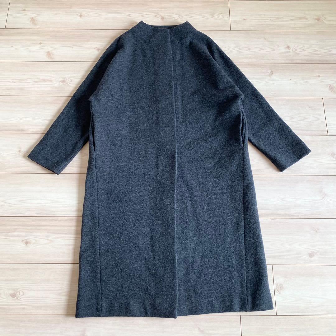 美品 evam eva press wool long coat 1 チャコール