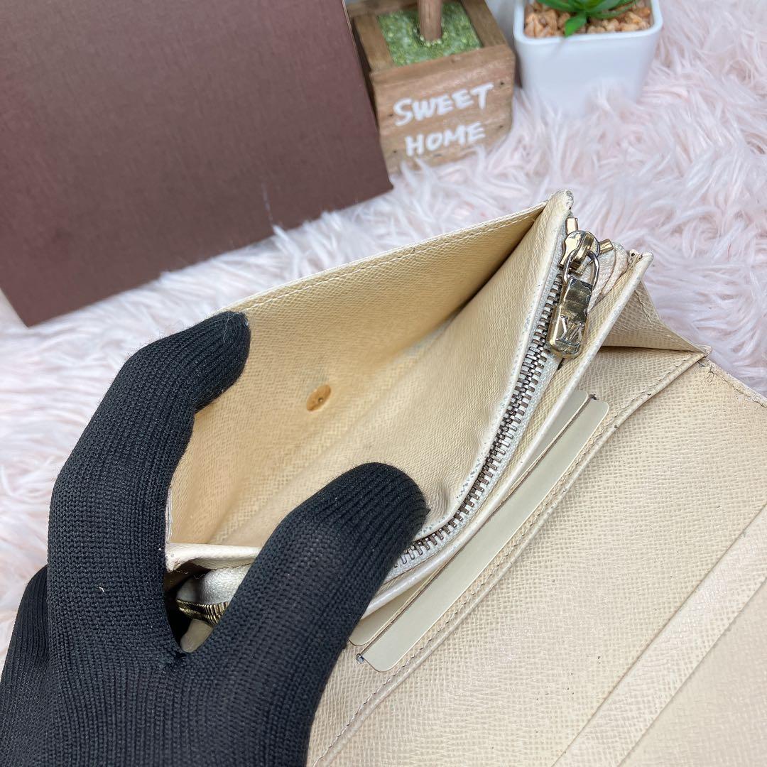 ！美品！ 現行 ルイヴィトン ダミエ アズール ポルトフォイユ トレゾール