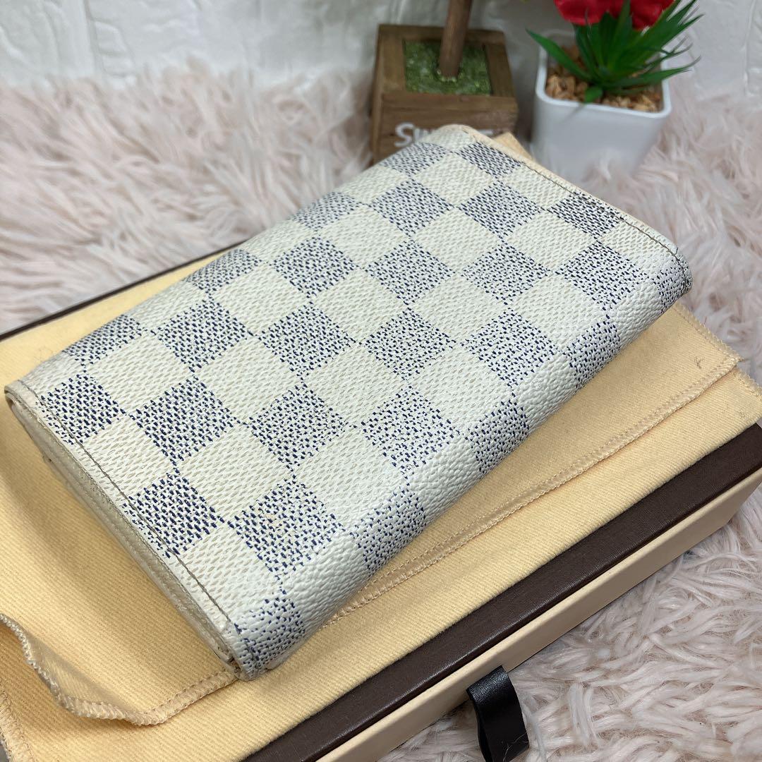 ！美品！ 現行 ルイヴィトン ダミエ アズール ポルトフォイユ トレゾール