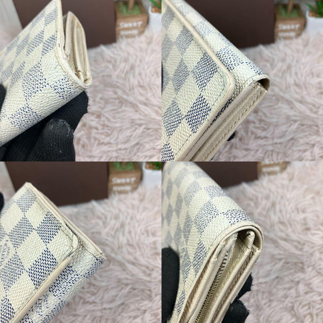 ！美品！ 現行 ルイヴィトン ダミエ アズール ポルトフォイユ トレゾール