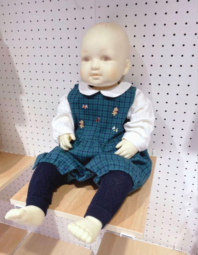 familiar チェック 襟付きロンパース 80