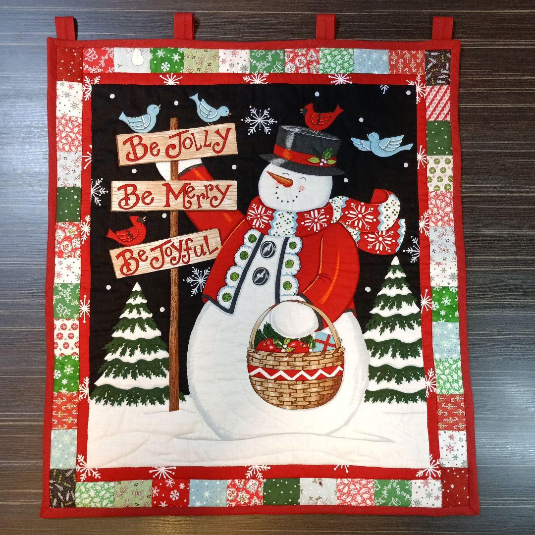 ❄スノーマン＆ワンちゃんサンタ2点おまとめタペストリー❄パッチワークハンドメイド