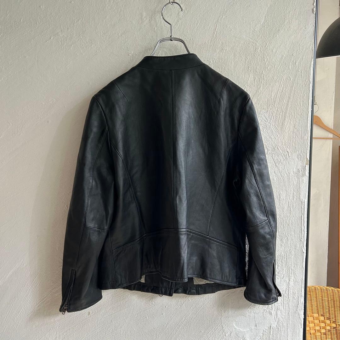 美品 23区 大きいサイズ スタンドカラー ライダースジャケット レザー 46