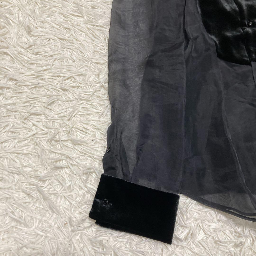 極美品✨現行ラルフローレン　パープルレーベル　シルク　ベロア　ブラウス　M 黒