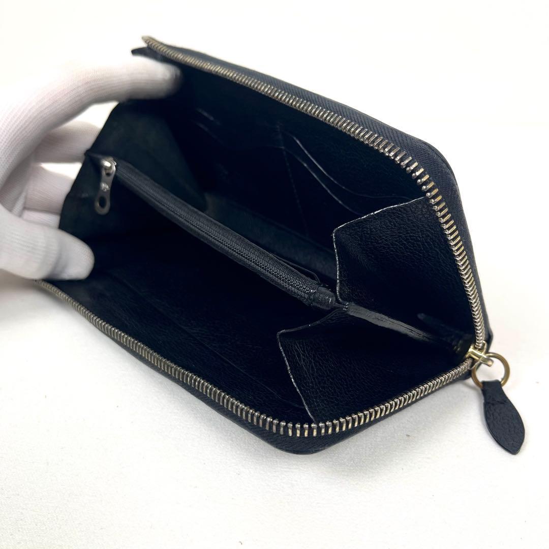 イルビゾンテ　長財布　ロゴ型押し　オールレザー　オールブラック　Ｌ字ファスナー