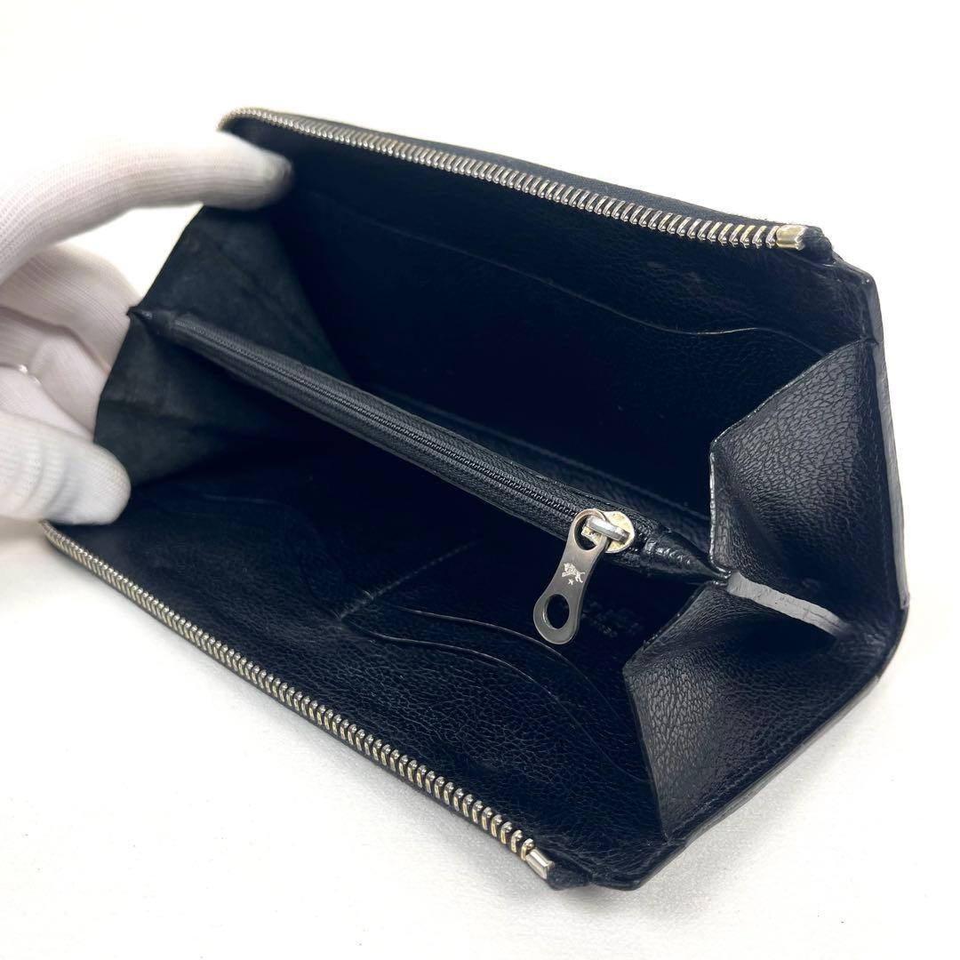 イルビゾンテ　長財布　ロゴ型押し　オールレザー　オールブラック　Ｌ字ファスナー