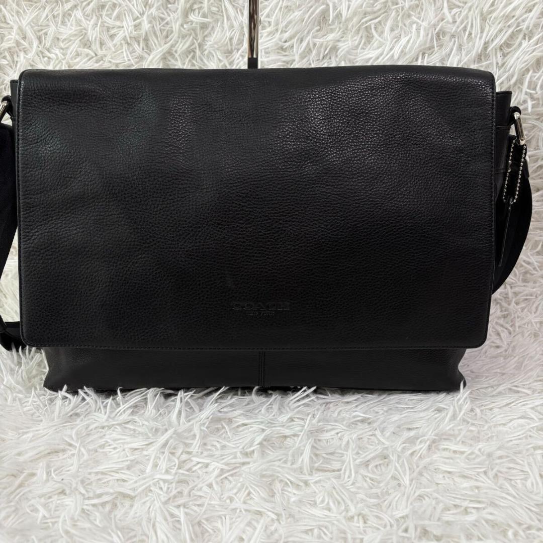 ✨美品✨コーチ メッセンジャーバッグ サリバン スムース ヘリテージ 大容量 黒