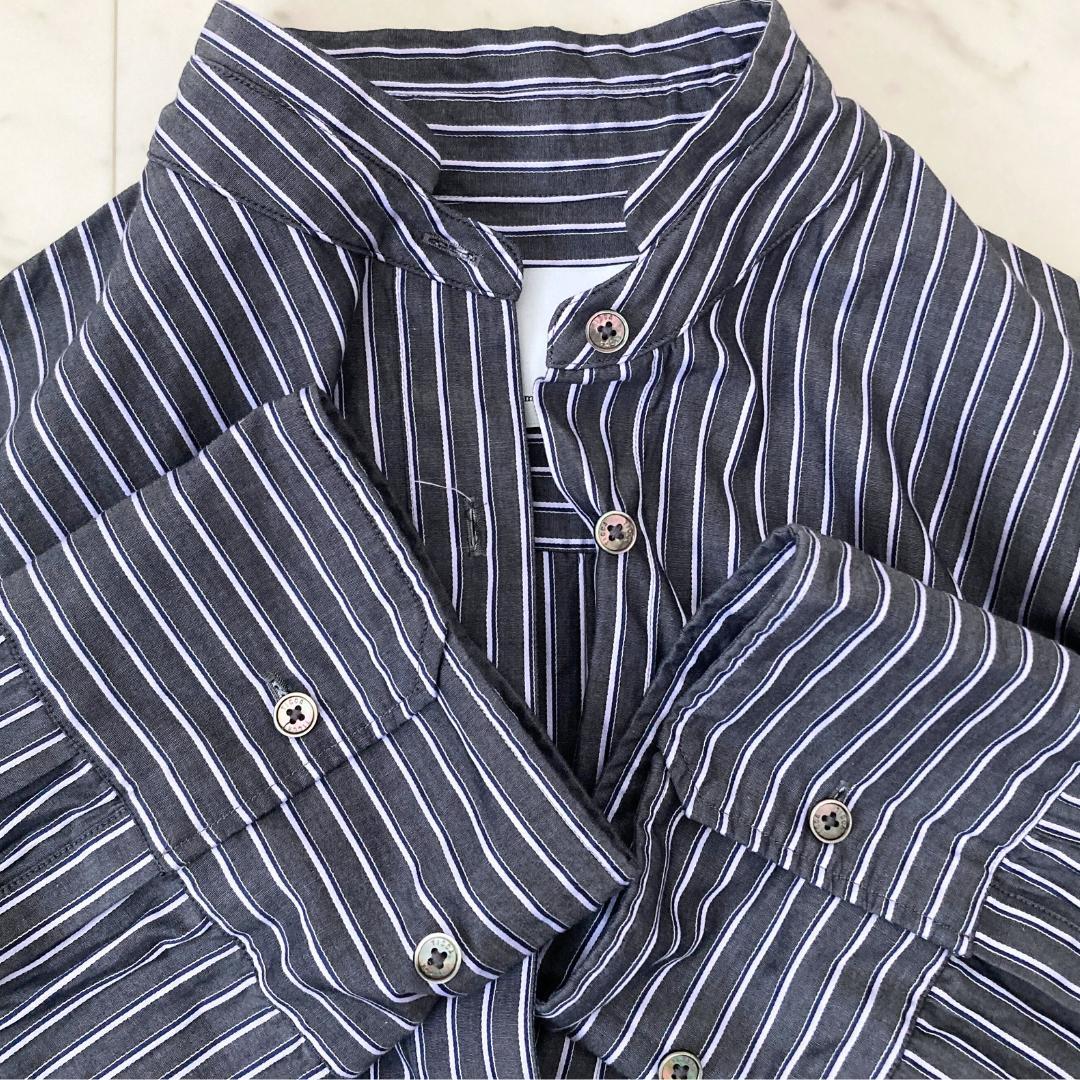 ティッカ　TICCA SOMELOS バックスリットストライプシャツ　ネイビー