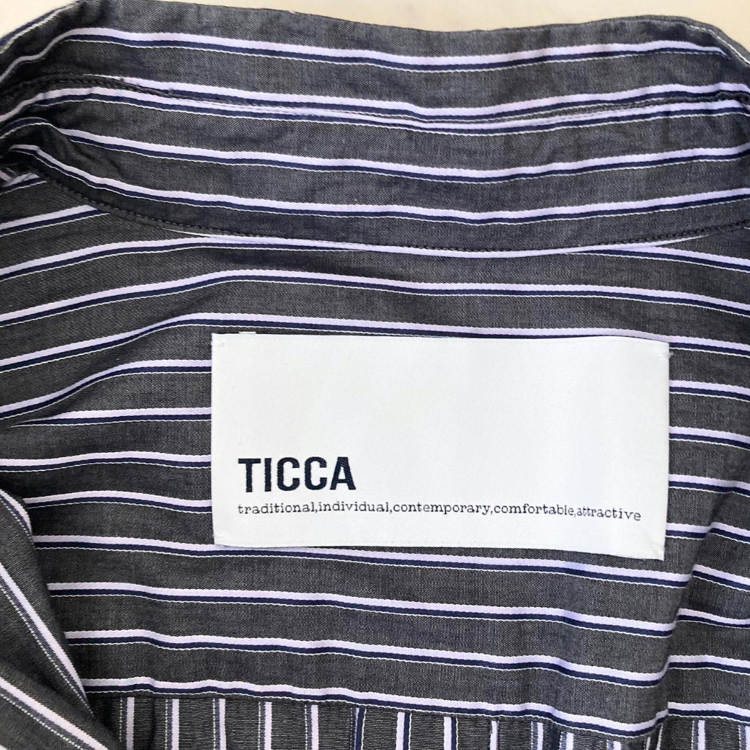 ティッカ　TICCA SOMELOS バックスリットストライプシャツ　ネイビー