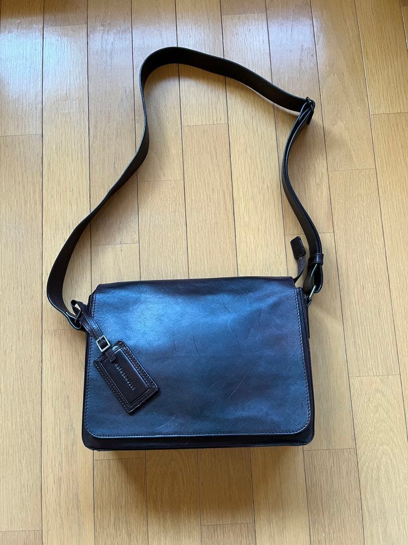 マザーハウス ショルダーバッグ アンティーク レザー ダークブラウン