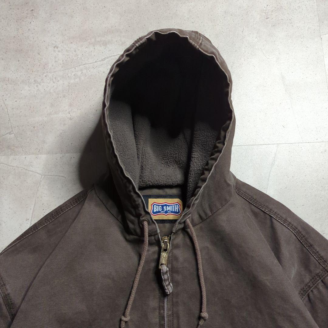BIG SMITHダック地フルジップ裏ボアフーディXLフェード雰囲気系ブラウン