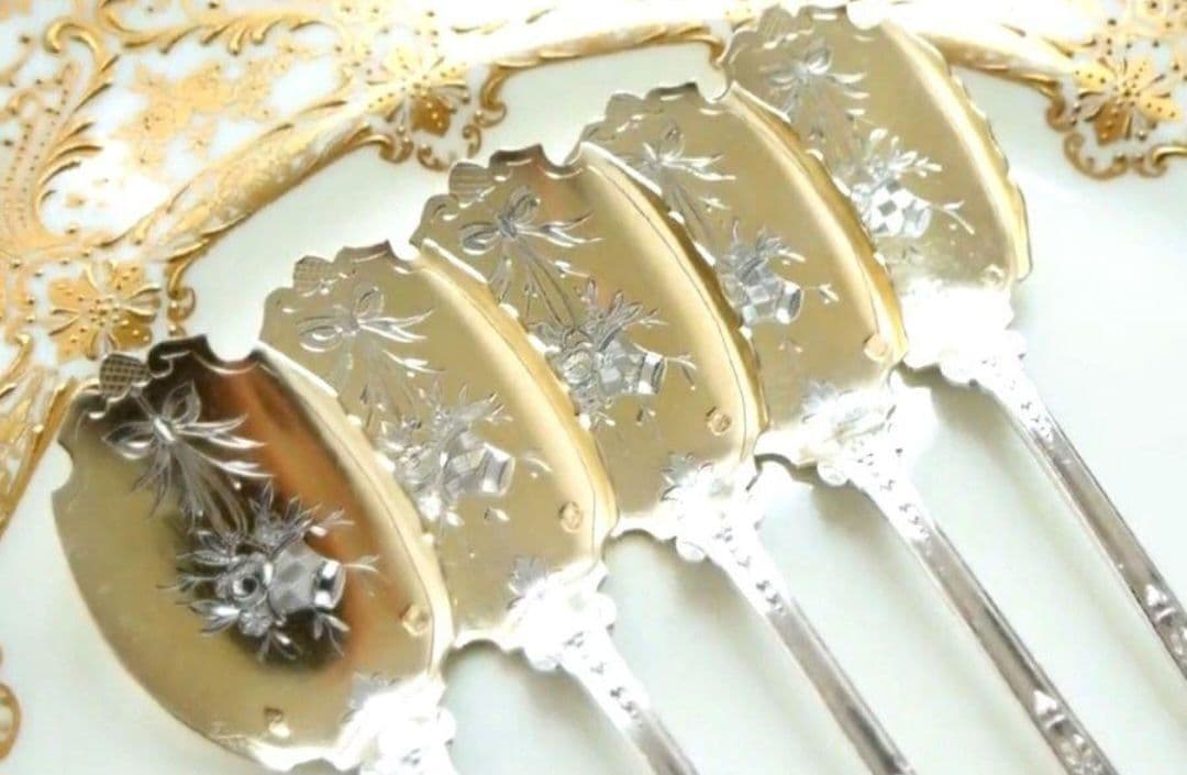 純銀 ② ソリッドシルバー アイスクリームスプーン スターリングシルバー