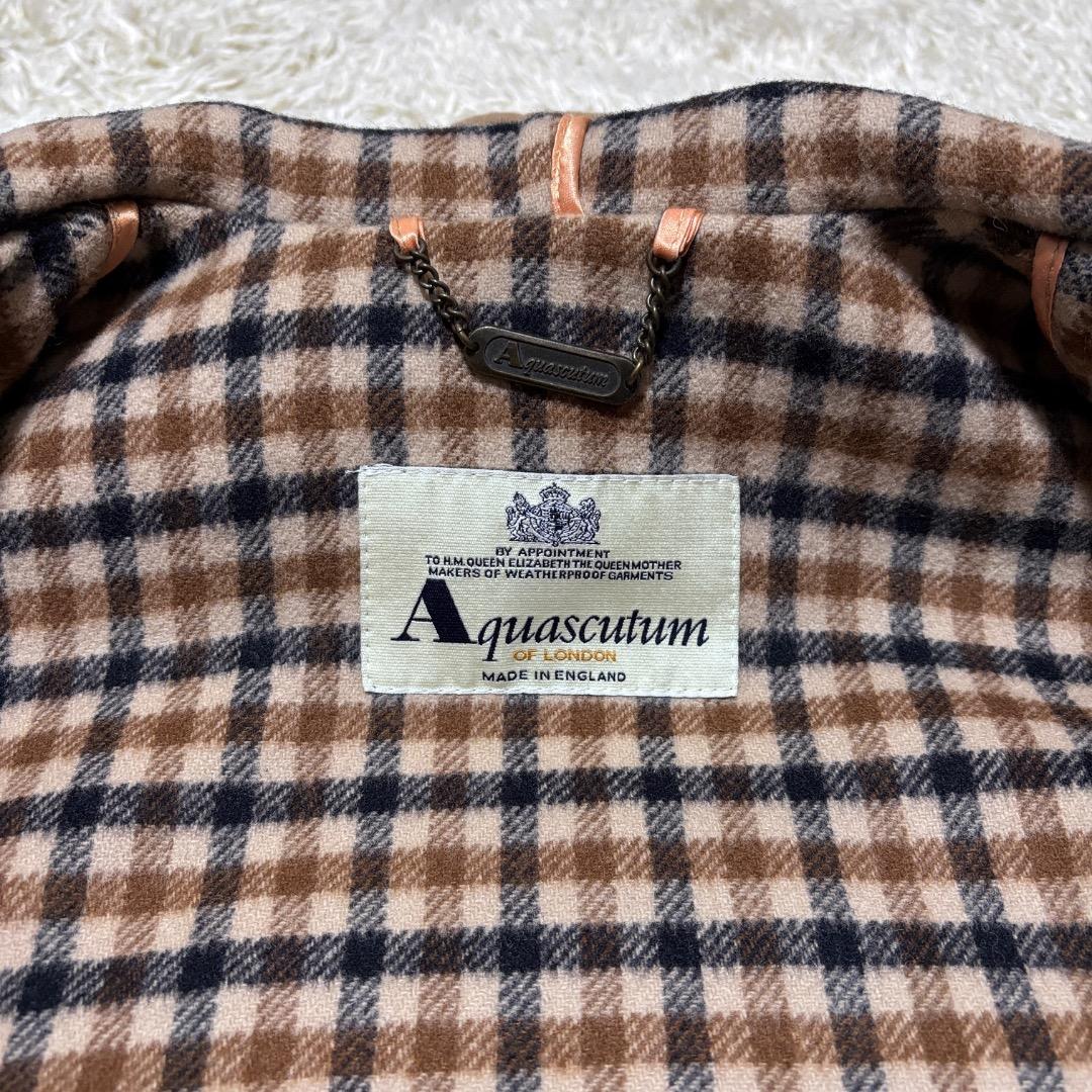 【大きいサイズ】アクアスキュータム ロングダッフルコート クラブチェック 英国製