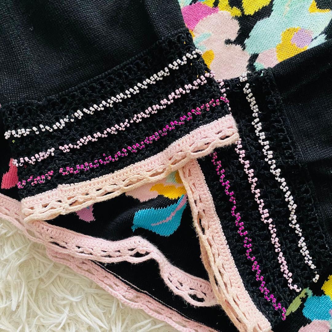 良品 春夏向け LEONARD コットンニット トリム ビジュー 長袖 セーター