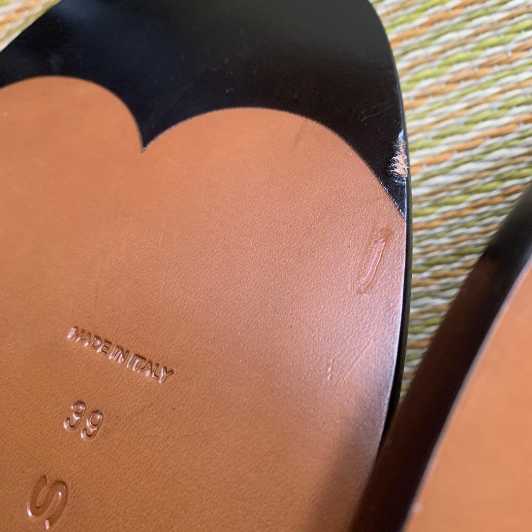 ROCHASロシャス　ショートブーツ　39 24.5 編みあげ 黒　おしゃれ