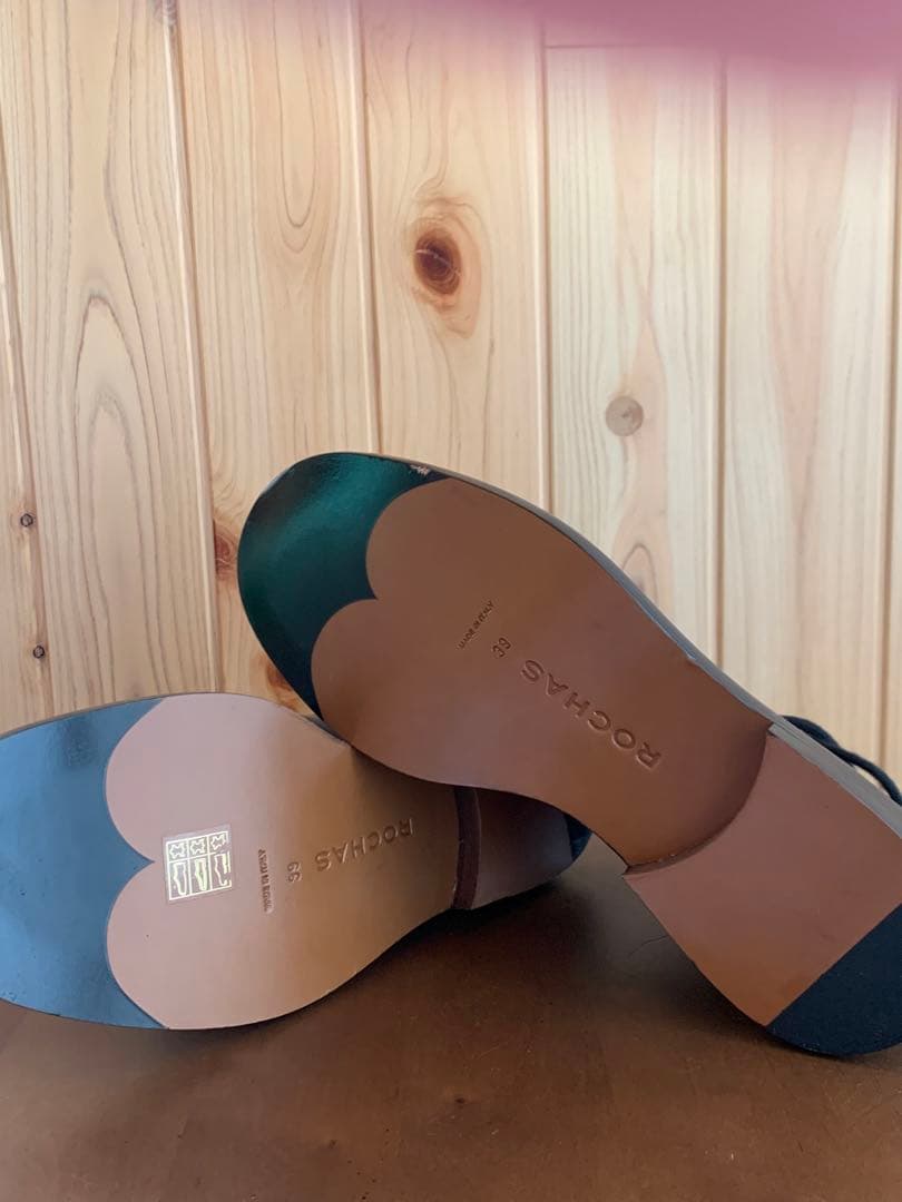 ROCHASロシャス　ショートブーツ　39 24.5 編みあげ 黒　おしゃれ