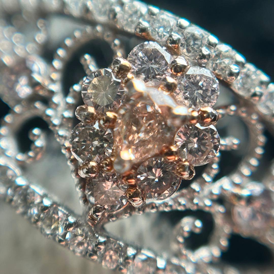 天然ピンクダイヤモンド　透かし　リング　15号　AGT VS2 プラチナ900