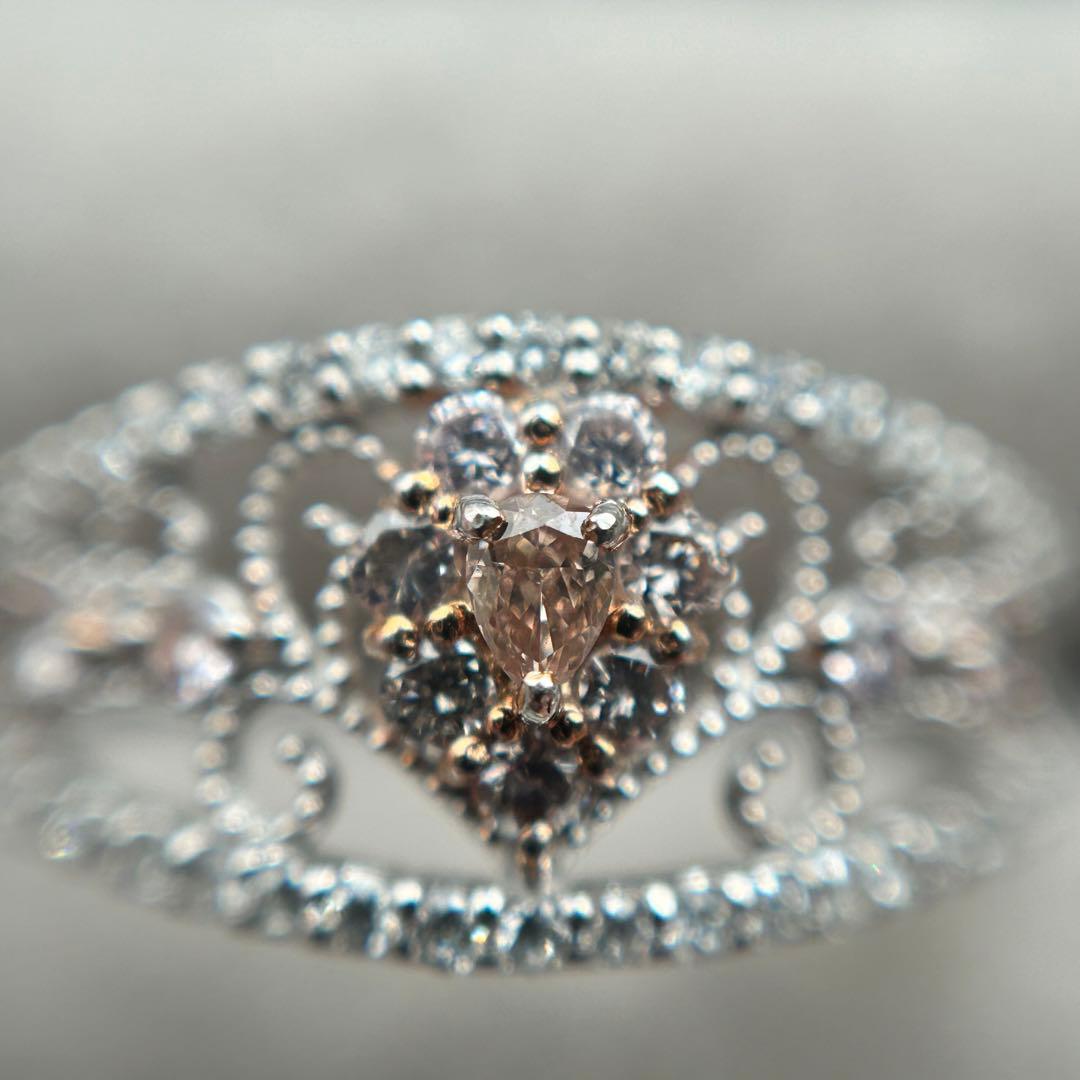 天然ピンクダイヤモンド　透かし　リング　15号　AGT VS2 プラチナ900