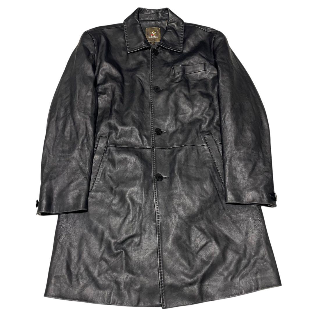 【mexican】羊革 本革 マキシ丈ラムレザーロングコート ブラック M