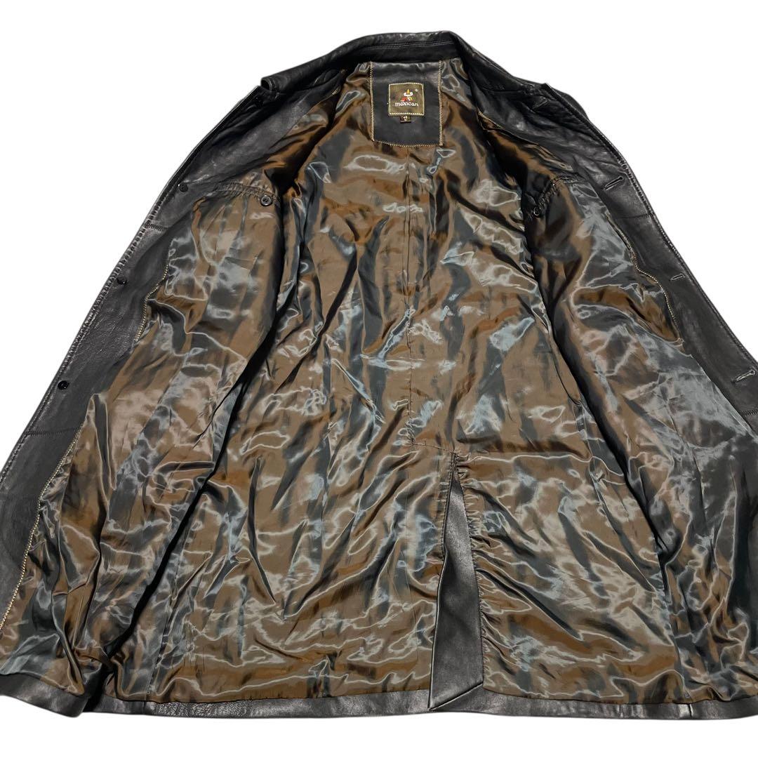 【mexican】羊革 本革 マキシ丈ラムレザーロングコート ブラック M