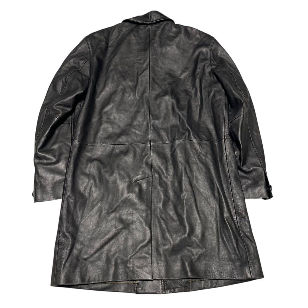 【mexican】羊革 本革 マキシ丈ラムレザーロングコート ブラック M