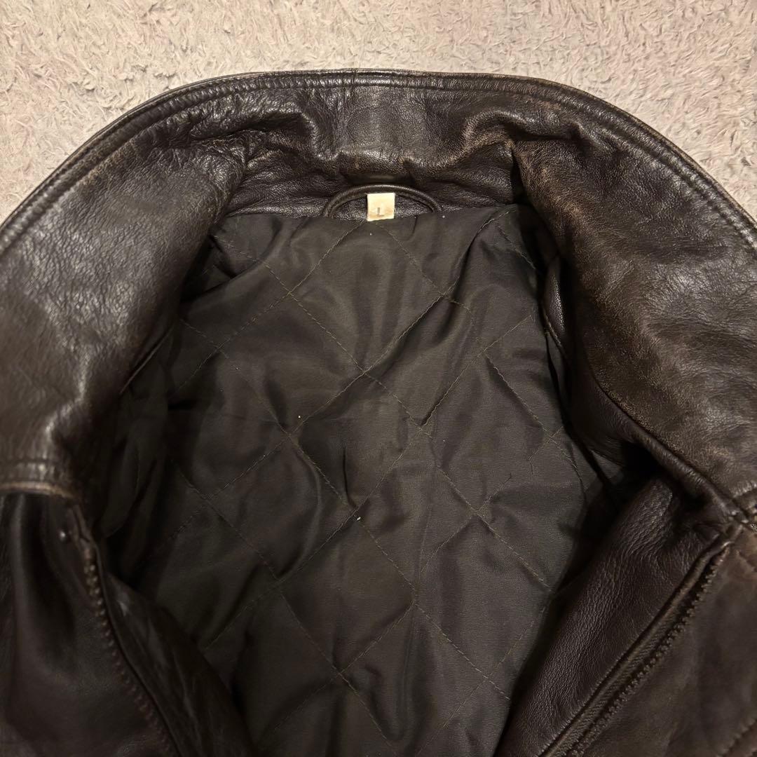 本革 リアルレザー ジャケット ブラウン A2ジャケット 90s Lサイズ