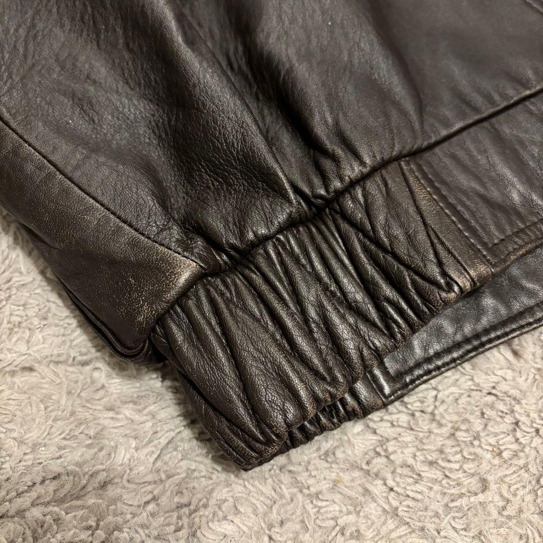 本革 リアルレザー ジャケット ブラウン A2ジャケット 90s Lサイズ