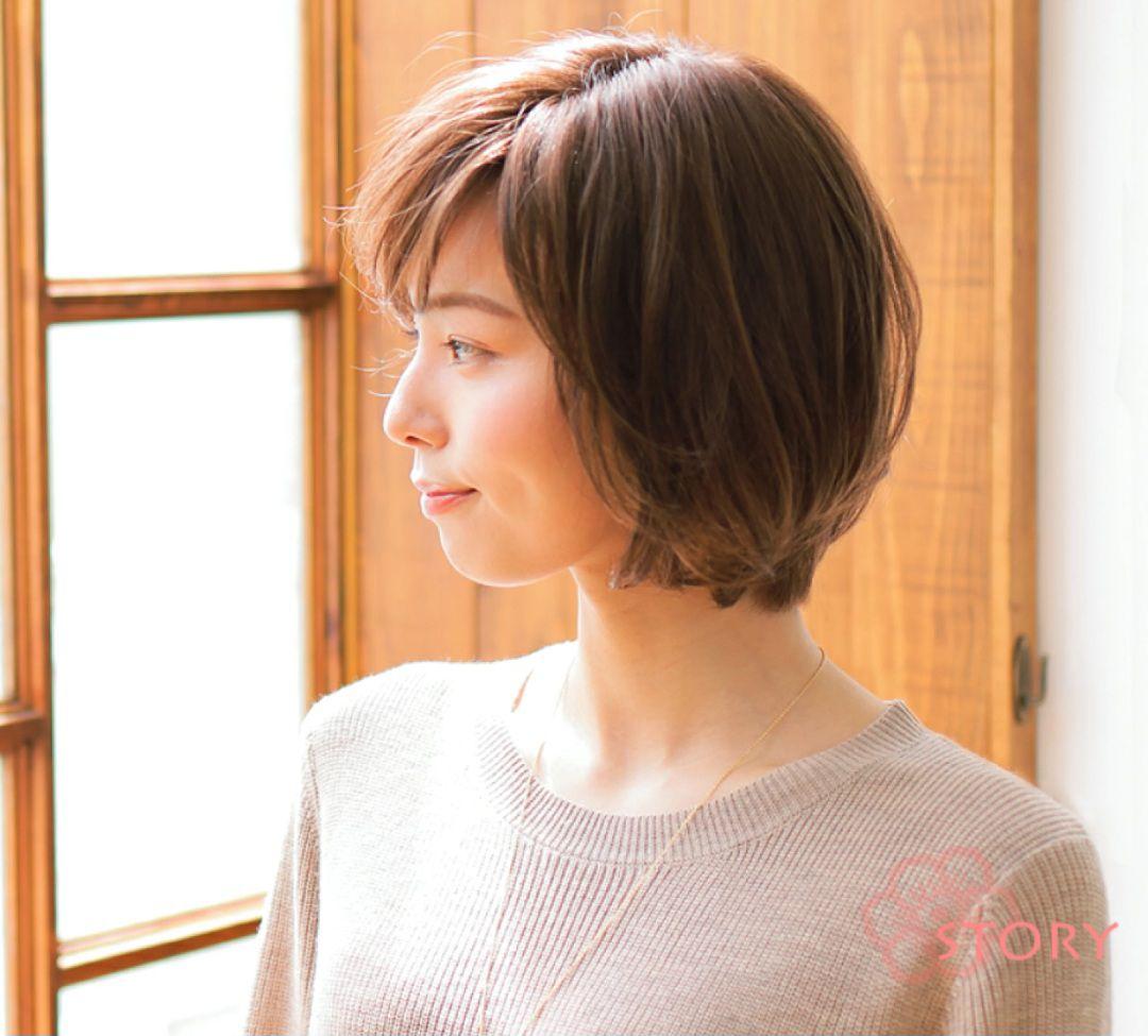 story 医療用フルウィッグ　自然な栗色 ブラシ、2スタンド、80ヘアカバー付