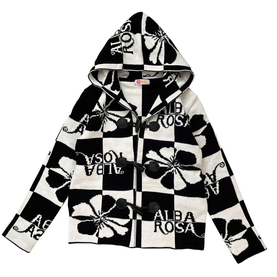 ALBA ROSA　ニットダッフルコート　升目チェック柄　Y2K　平成ギャル