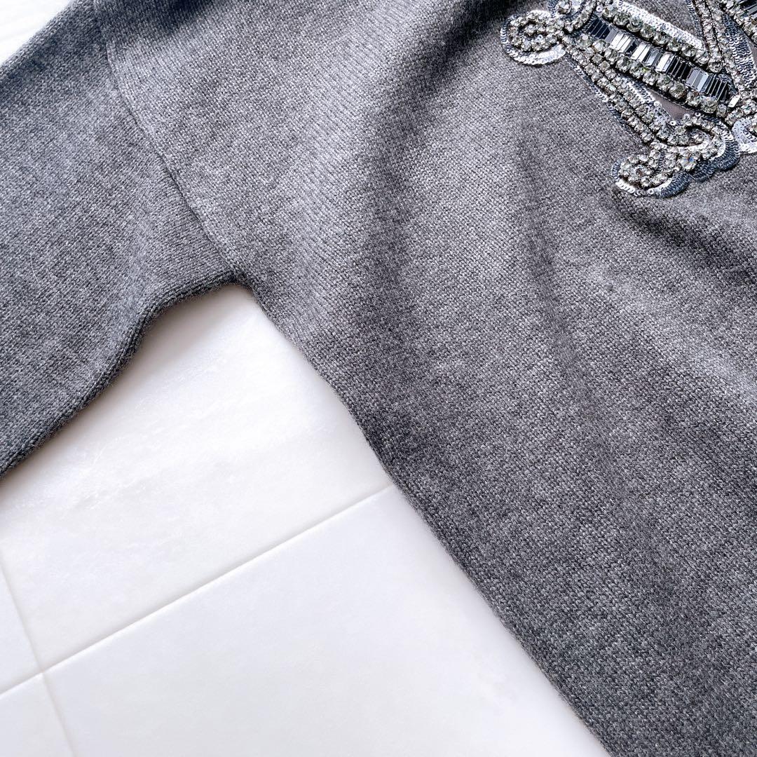 近年✨マックスマーラ PALATO カシミヤ混ウール ニット グレー Mロゴ