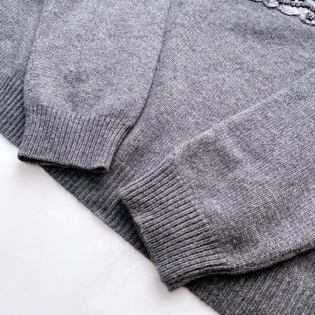 近年✨マックスマーラ PALATO カシミヤ混ウール ニット グレー Mロゴ