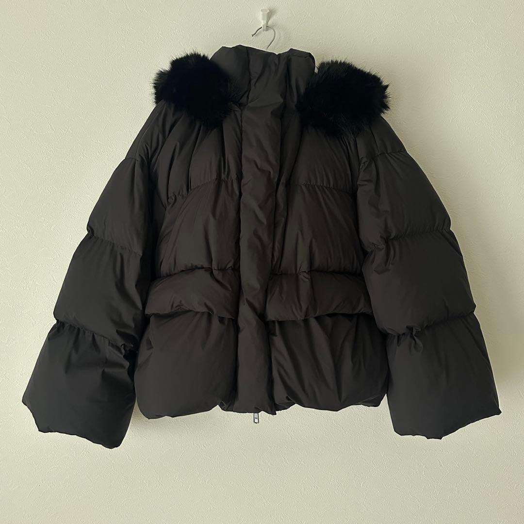 完売⭐︎フレイアイディー フードファーショートダウンコート　黒 ブラック 0 S