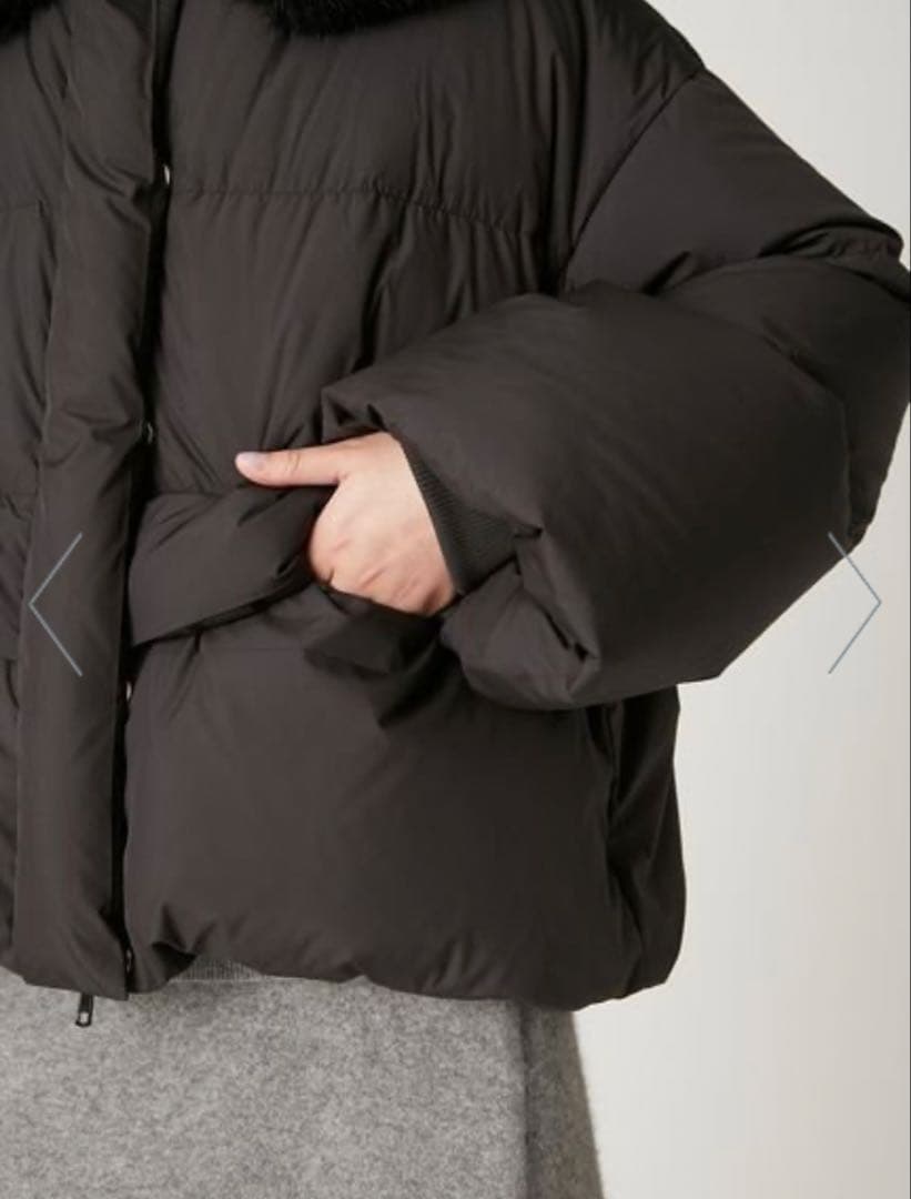 完売⭐︎フレイアイディー フードファーショートダウンコート　黒 ブラック 0 S