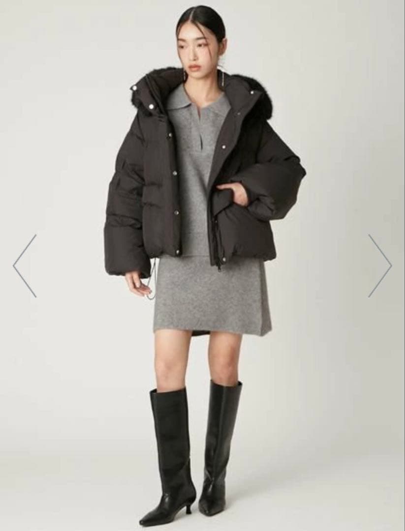 完売⭐︎フレイアイディー フードファーショートダウンコート　黒 ブラック 0 S