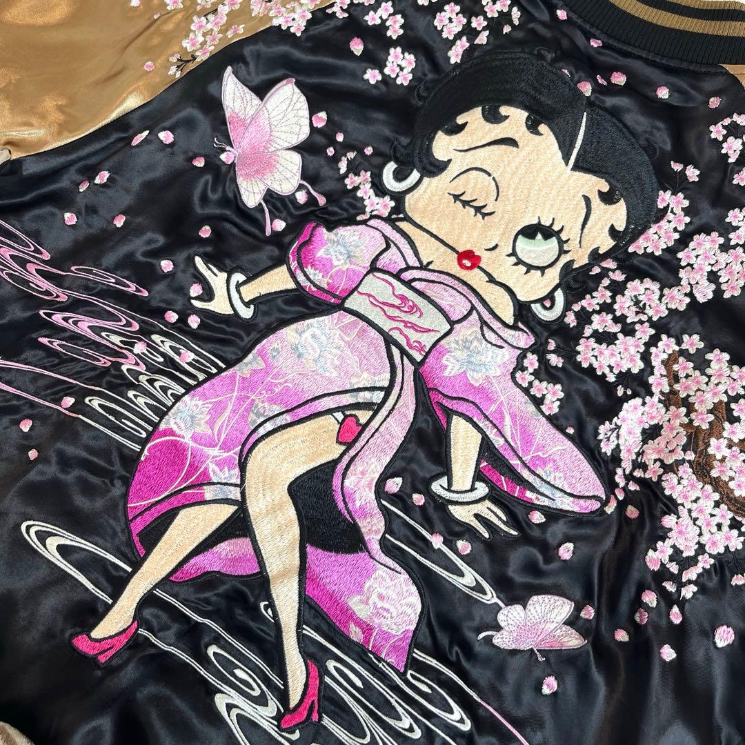 美品☆ 絡繰魂　ベティ　スカジャン　刺繍　XXL 桜　和柄