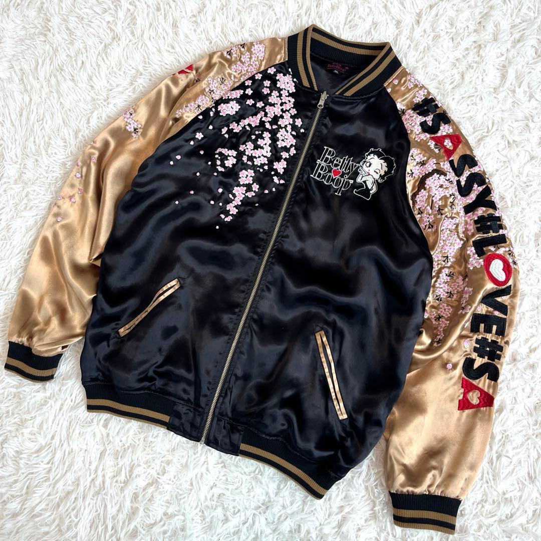 美品☆ 絡繰魂　ベティ　スカジャン　刺繍　XXL 桜　和柄