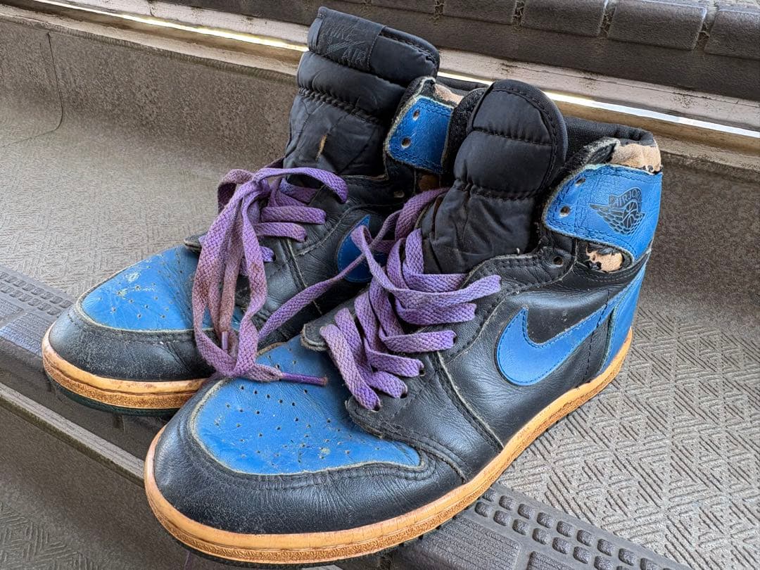 エアジョーダン1オリジナル 黒青85年製