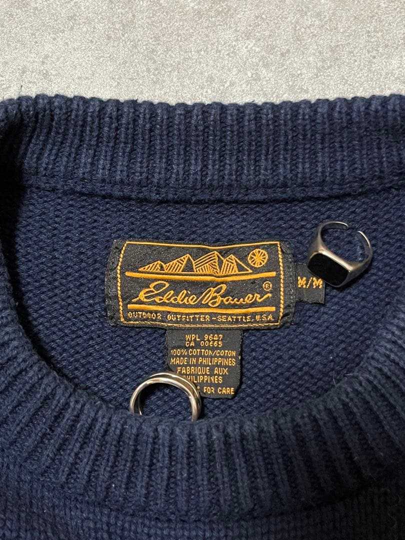 名品 80s〜90s Eddie Bauer黒タグ コットンニット