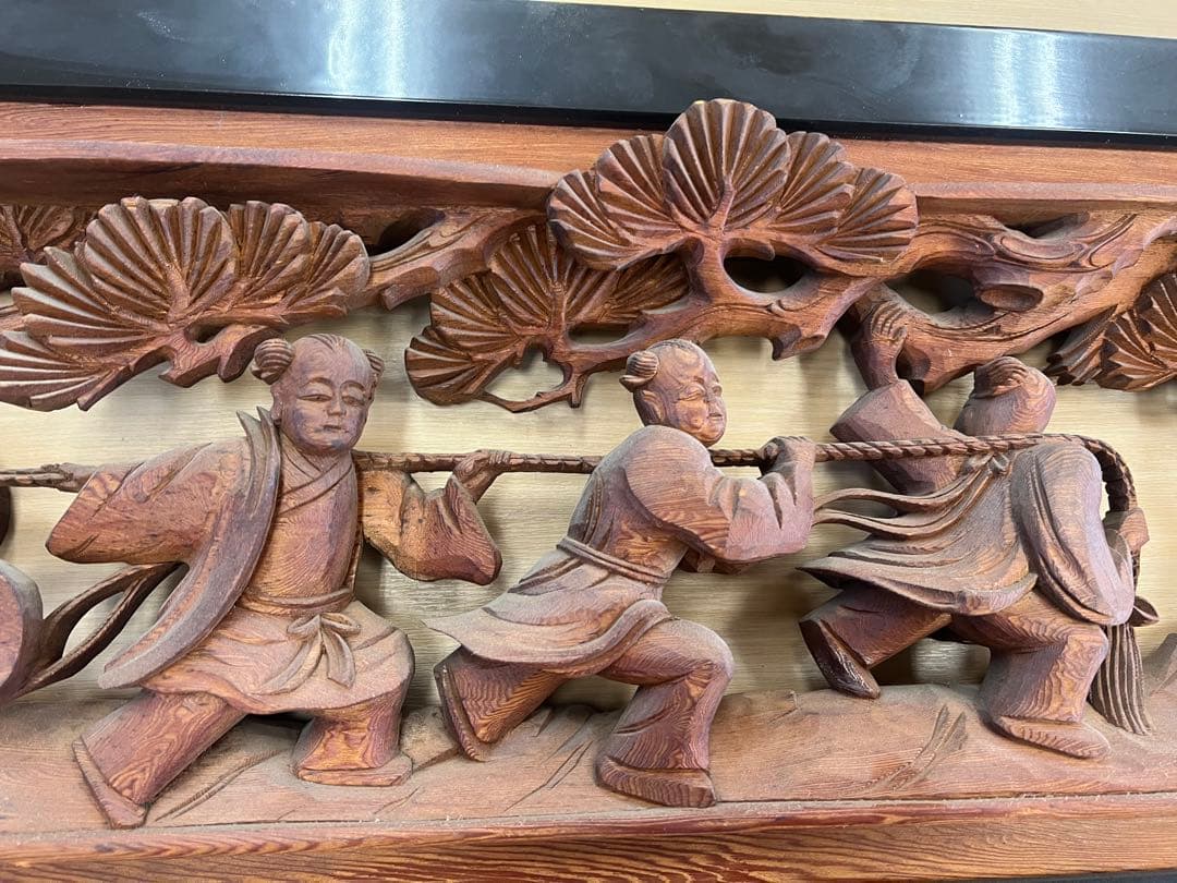 【 彫刻欄間① 】工芸品 木地 インテリア 和室 骨董品 木製 古民具