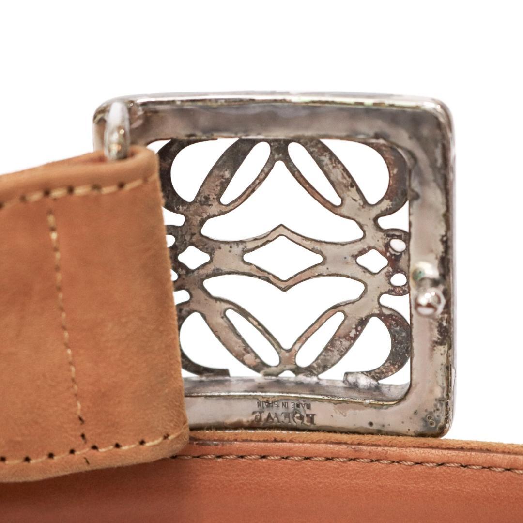 LOEWE ロエベ ベルト 65 キャメル スエード 銀バックル 1017