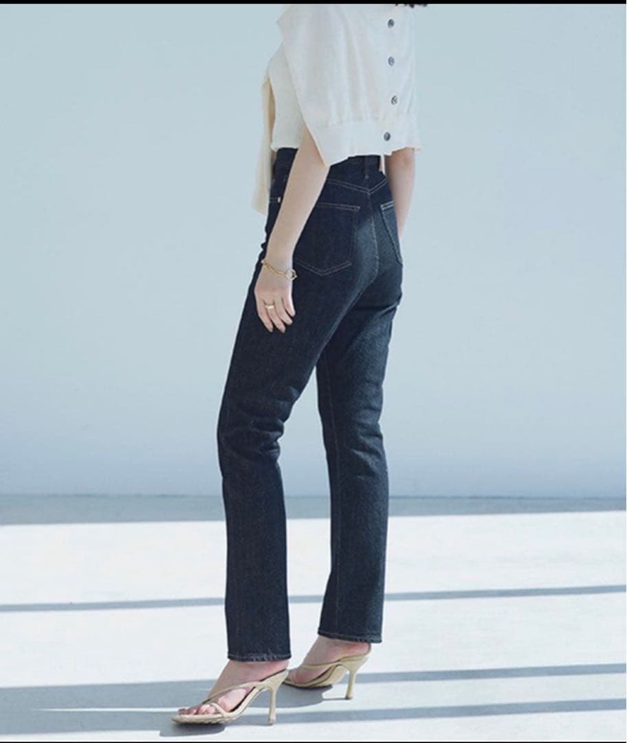 パンツ anuans Slim straight denim BLACK 1