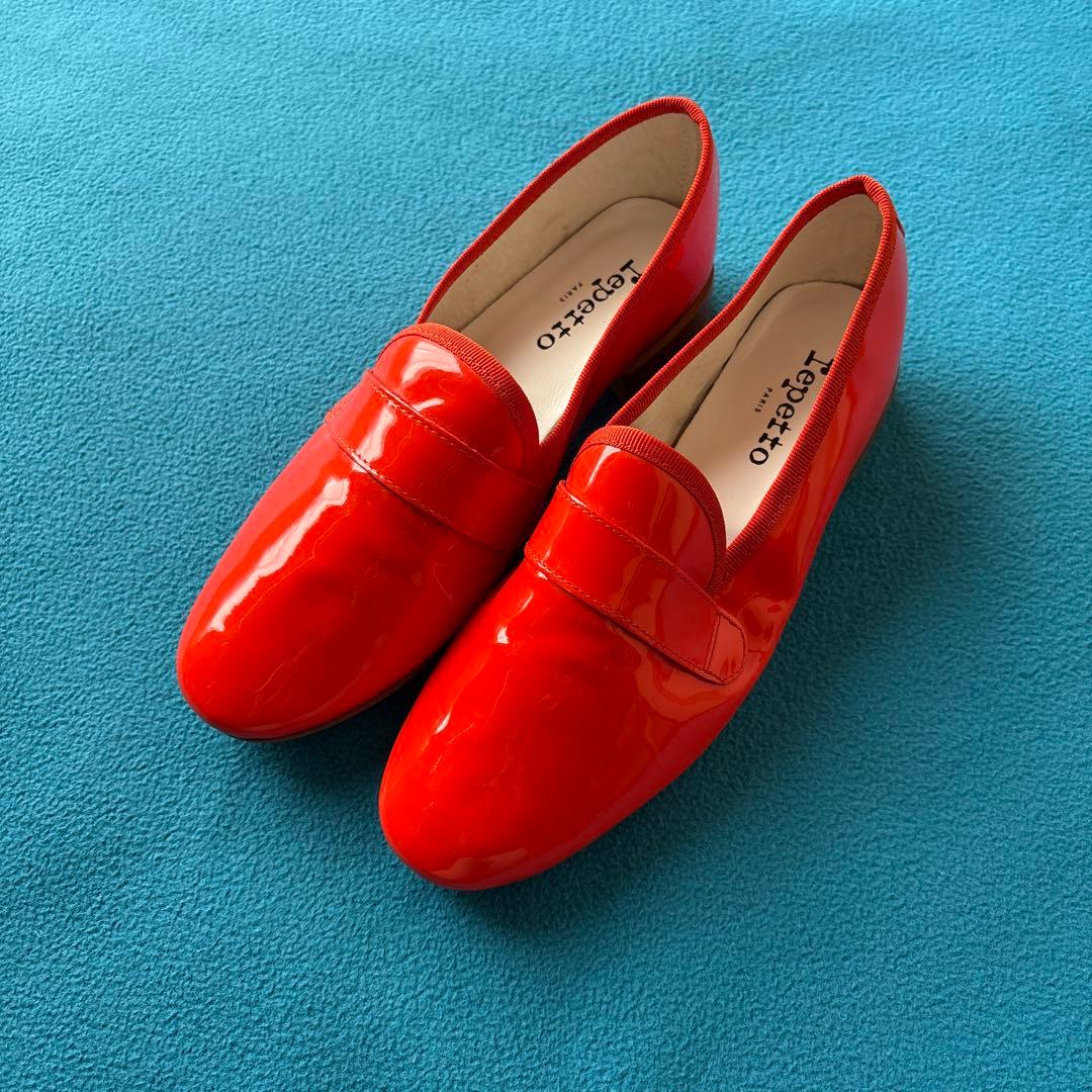 【美品】「repetto」マイケル エナメルシューズ　オレンジ