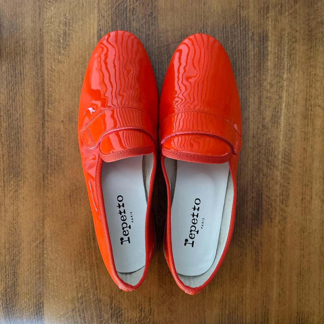 【美品】「repetto」マイケル エナメルシューズ　オレンジ