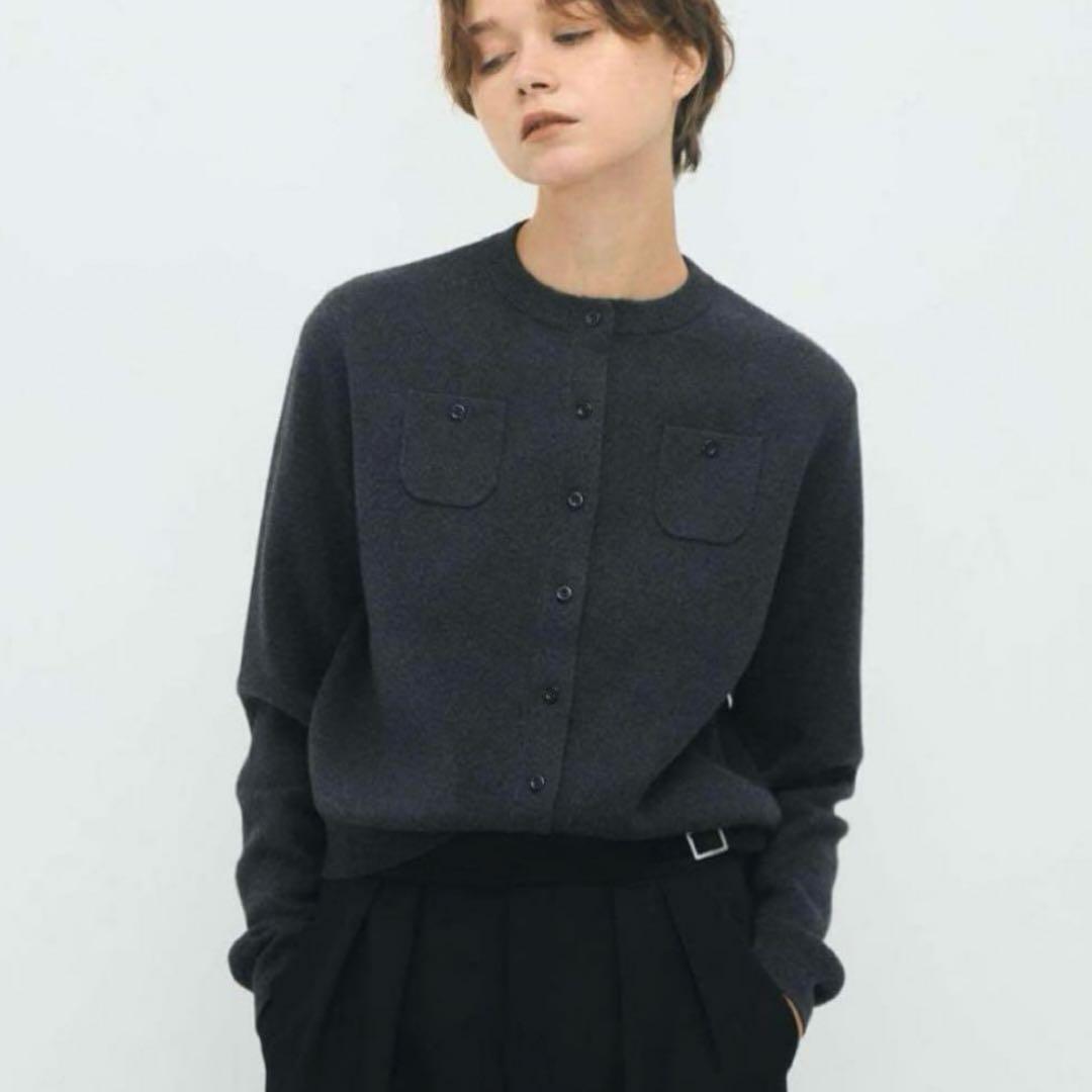 CABaN コットンカシミヤ クルーネックカーディガン　S