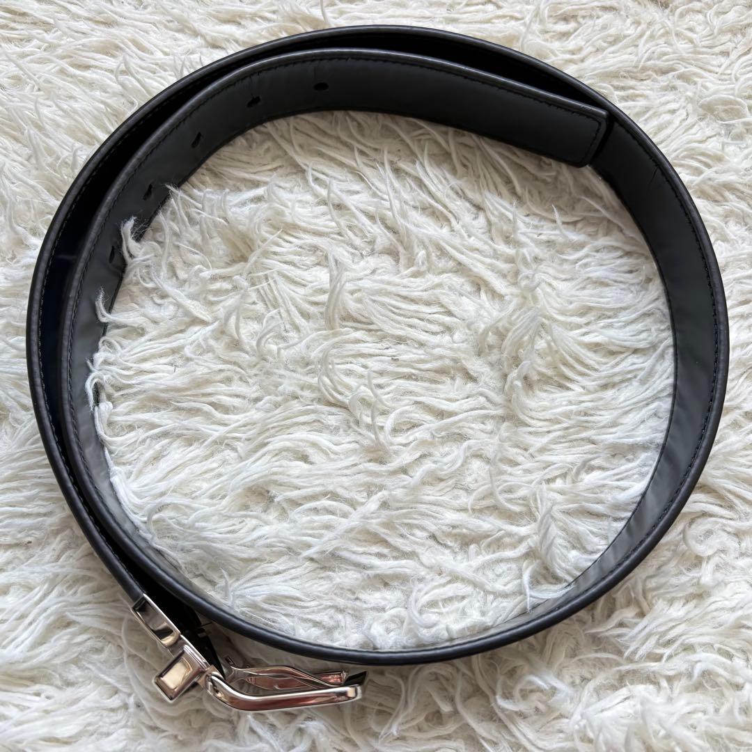 美品　DIOR リバーシブル　ネイビー　ブラック　レザー 回転式ベルト　イタリア