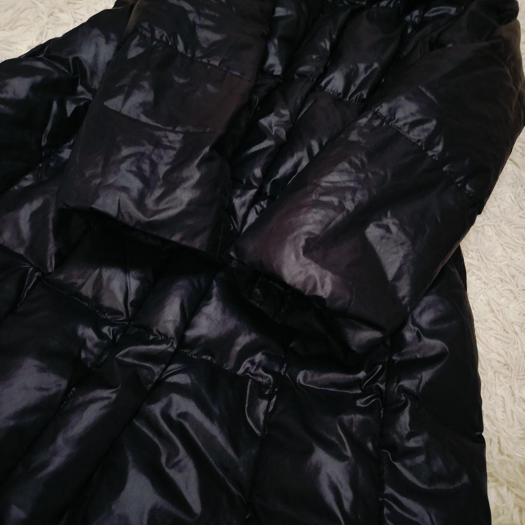 Theory ダウンコート 40 黒 ショールカラー フード収納可 ダブルジップ