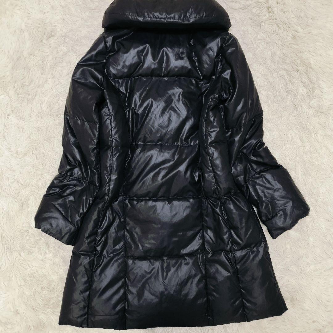 Theory ダウンコート 40 黒 ショールカラー フード収納可 ダブルジップ